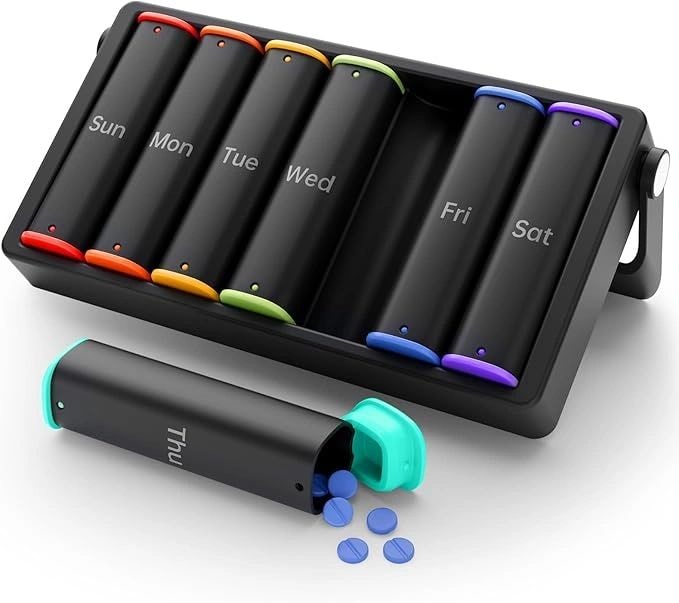 Compact travel pill organizer